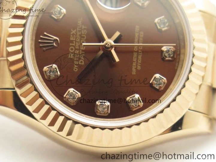 MiroTime 0412 DateJust 28mm RG BP Maker Best Edition Brown Diam Dial Fluted Bezel On RG Bracelet ETA TopPick 3441